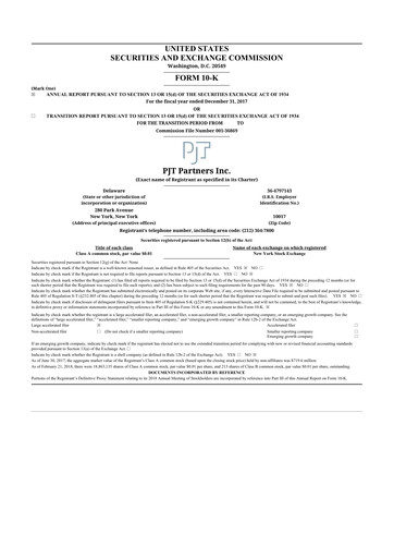 Miniature PJT Partners
 10-K Rapport annuel 2017