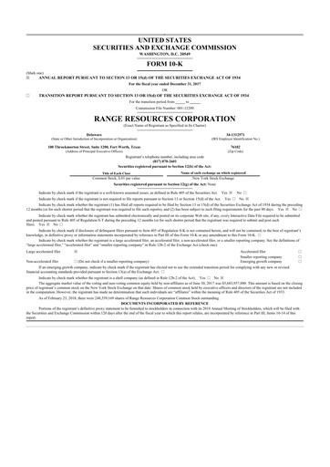 Thumbnail Range Resources
 10-K Annual Report 2017