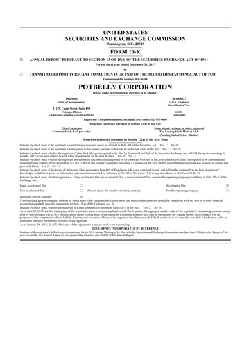 Thumbnail Potbelly Corporation 10-K Annual Report 2017