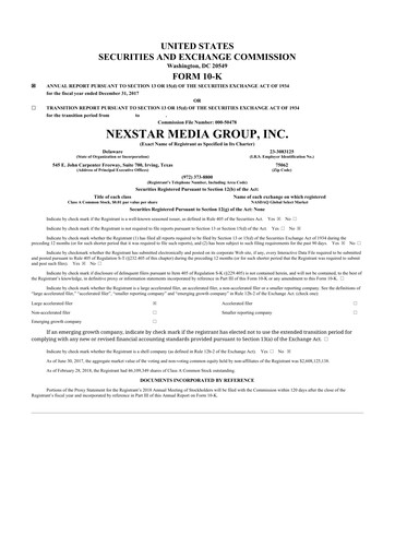 Thumbnail Nexstar Media Group
 10-K Annual Report 2017