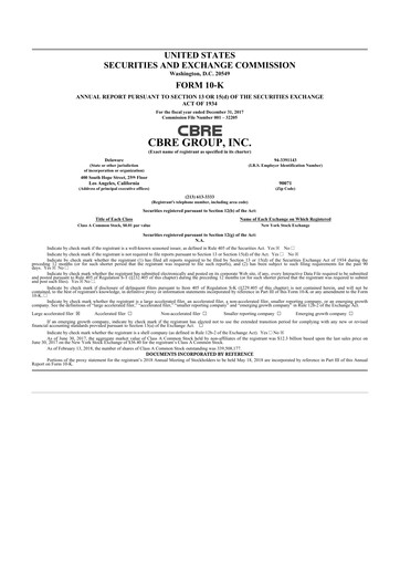 Thumbnail CBRE Group
 10-K Annual Report 2017