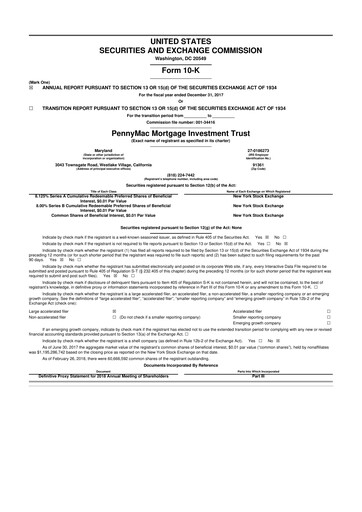 Thumbnail PennyMac Mortgage Investment Trust 10-K Annual Report 2017