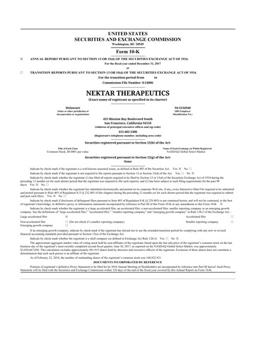 Thumbnail Nektar Therapeutics
 10-K Annual Report 2017