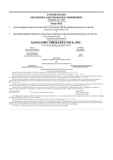 Thumbnail Sangamo Therapeutics
 10-K Annual Report 2017
