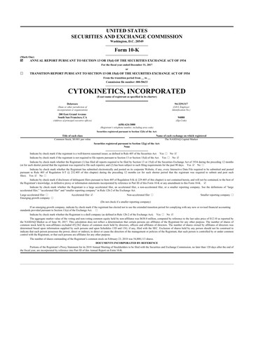 Thumbnail Cytokinetics
 10-K Annual Report 2017