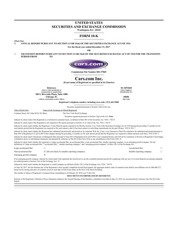 Thumbnail Cars.com 10-K Annual Report 2017