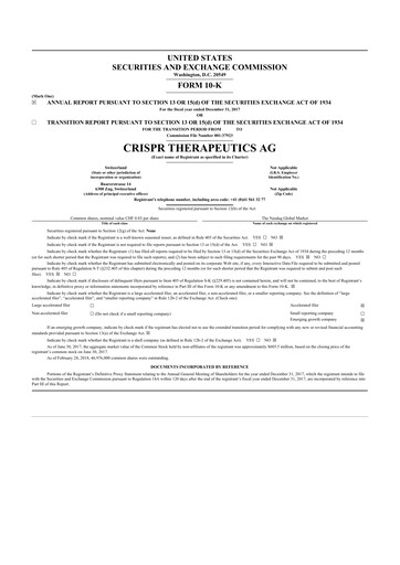 Thumbnail CRISPR Therapeutics 10-K Annual Report 2017