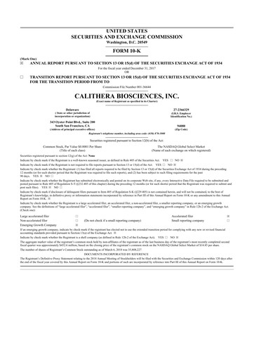 Thumbnail Calithera Biosciences
 10-K Annual Report 2017
