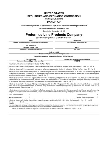 Vorschaubild Preformed Line Products 10-K Jahresbericht 2017