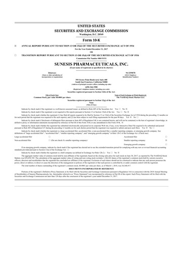 Thumbnail Viracta Therapeutics 10-K Annual Report 2017