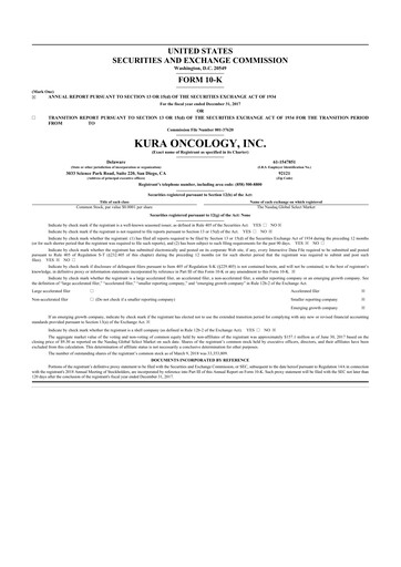 Vorschaubild Kura Oncology
 10-K Jahresbericht 2017
