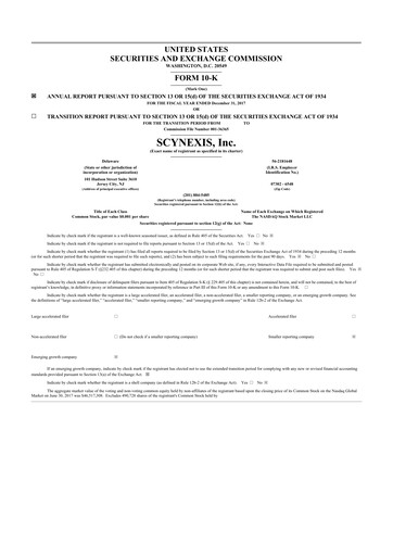 Thumbnail SCYNEXIS 10-K Annual Report 2017