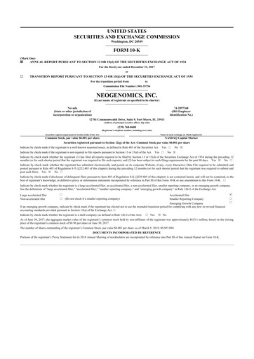 Thumbnail NeoGenomics
 10-K Annual Report 2017