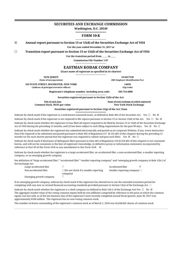 Thumbnail Eastman Kodak Company 10-K Annual Report 2017