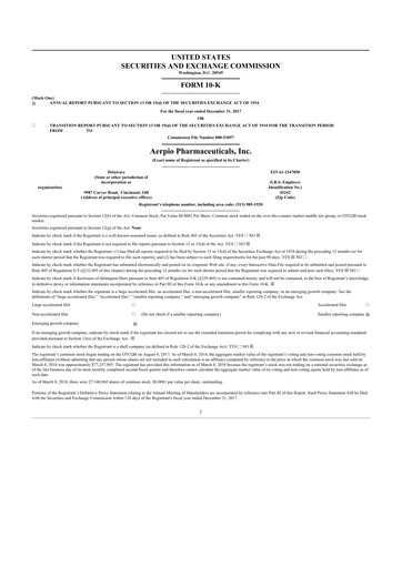 Thumbnail Aadi Bioscience 10-K Annual Report 2017