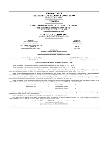 Thumbnail First Foundation
 10-K Annual Report 2017