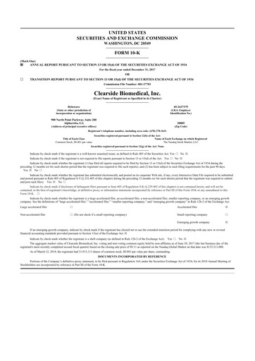 Miniature Clearside Biomedical
 10-K Rapport annuel 2017