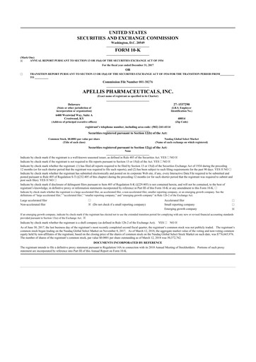 Miniature Apellis Pharmaceuticals 10-K Rapport annuel 2017
