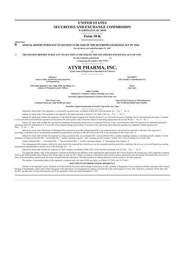 Vorschaubild aTyr Pharma 10-K Jahresbericht 2017