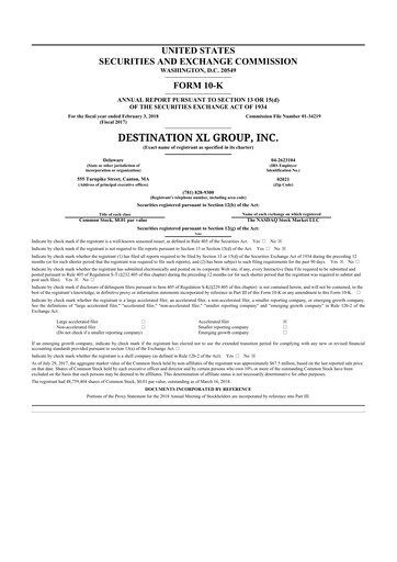 Thumbnail Destination XL 10-K Annual Report 2017