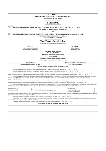 Thumbnail Nine Energy Service
 10-K Annual Report 