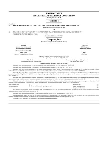 Thumbnail Genprex 10-K Annual Report 2017