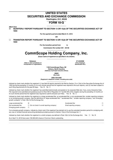 Thumbnail CommScope
 10-Q Quarterly Report FY2018 