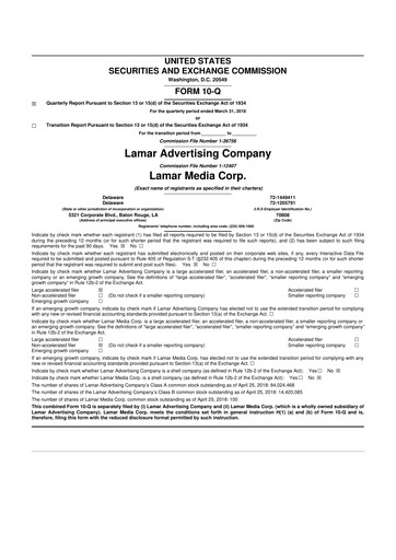 Thumbnail Lamar Advertising 10-Q Quarterly Report FY 