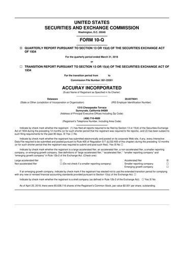 Thumbnail Accuray 10-Q Quarterly Report FY2018 