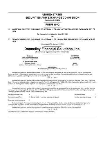 Vorschaubild Donnelley Financial Solutions
 10-Q Quartalsbericht 2018 