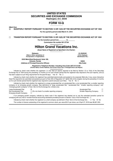 Thumbnail Hilton Grand Vacations
 10-Q Quarterly Report FY 