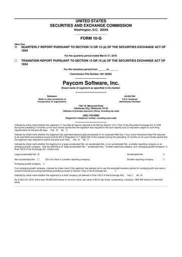 Thumbnail Paycom
 10-Q Quarterly Report FY2018 