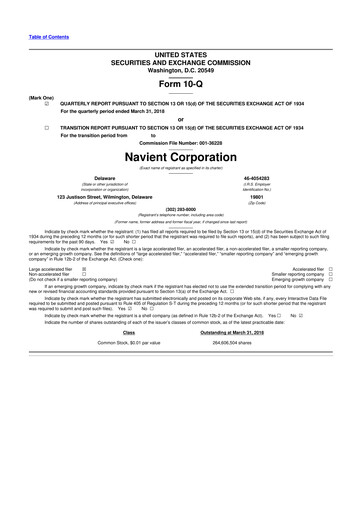 Thumbnail Navient 10-Q Quarterly Report FY2018 