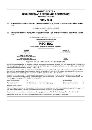 Thumbnail MSCI 10-Q Quarterly Report FY2018 