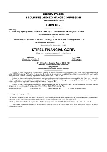 Thumbnail Stifel
 10-Q Quarterly Report FY2018 