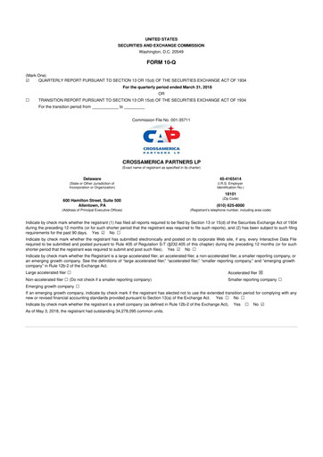 Miniature CrossAmerica Partners 10-Q Rapport trimestriel 2018 