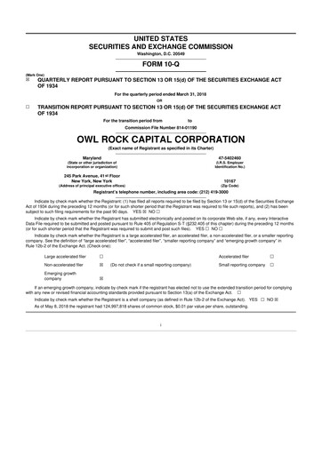 Thumbnail Blue Owl Capital Corporation 10-Q Quarterly Report FY 