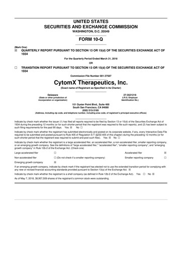 Thumbnail CytomX Therapeutics
 10-Q Quarterly Report FY 