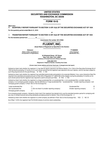 Thumbnail Fluent 10-Q Quarterly Report FY2018 