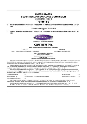 Thumbnail Cars.com 10-Q Quarterly Report FY2018 
