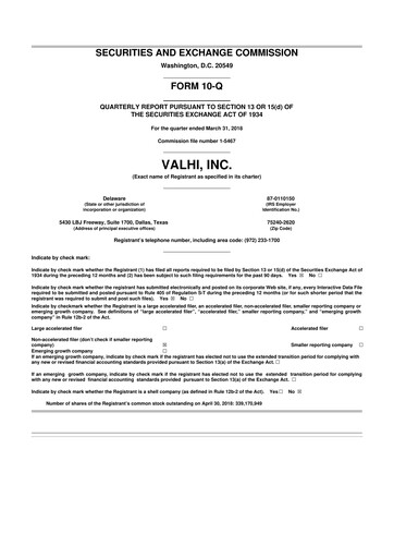 Thumbnail Valhi 10-Q Quarterly Report FY2018 