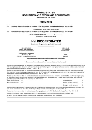 Thumbnail Coherent Corp. 10-Q Quarterly Report FY2018 