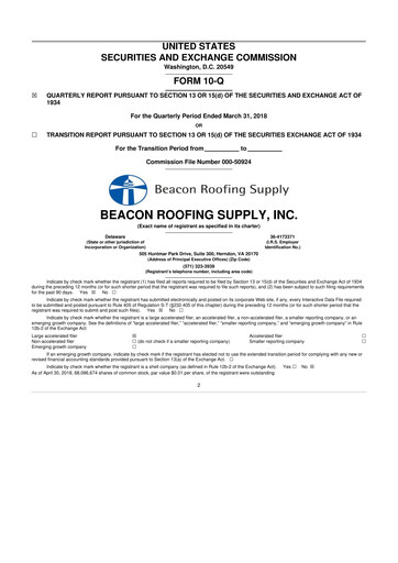 Thumbnail Beacon Roofing Supply 10-Q Quarterly Report FY2018 