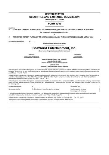 Thumbnail United Parks & Resorts 10-Q Quarterly Report FY2018 