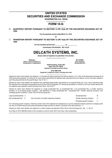 Thumbnail Delcath Systems 10-Q Quarterly Report FY2018 