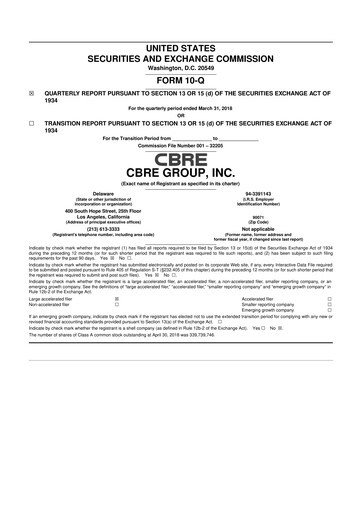 Thumbnail CBRE Group
 10-Q Quarterly Report FY2018 