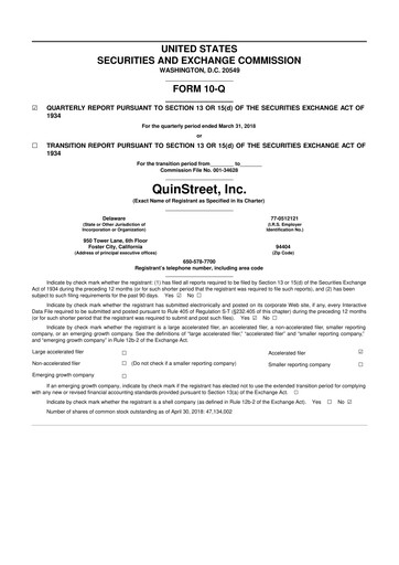 Thumbnail QuinStreet
 10-Q Quarterly Report FY 