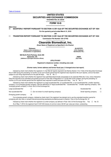 Vorschaubild Clearside Biomedical
 10-Q Quartalsbericht 2018 