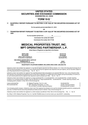 Vorschaubild Medical Properties Trust
 10-Q Quartalsbericht  