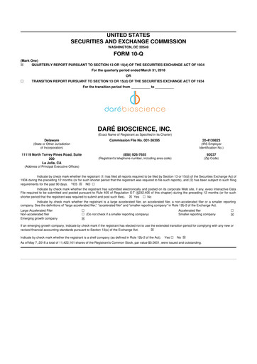 Vorschaubild Dare Bioscience
 10-Q Quartalsbericht 2018 